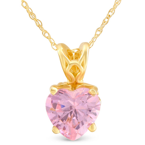 7mm Women's Heart Pendant in Pink Topaz 14k White, Rose, or Yellow Gold Necklace