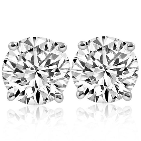 6 Ct TW Round Moissanite Studs in 14k White Gold