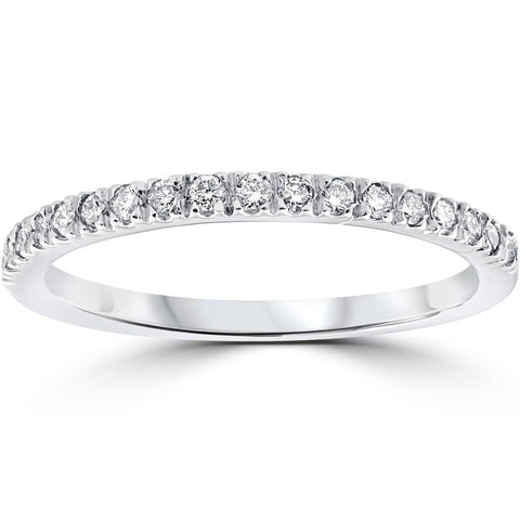 1/3 ct Pave Real Diamond Wedding Pave Ring Women's Stackable Band 14K White Gold