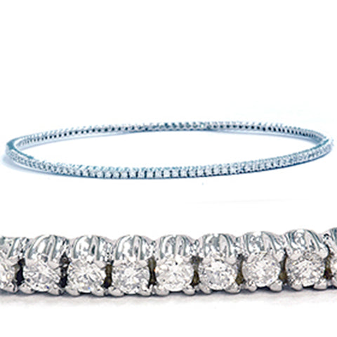 14K White Gold 1 5/8ct Diamond Bangle Cuff Bracelet
