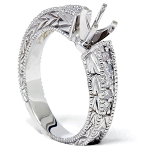 1/4ct Diamond Engagement Antique Like Ring Setting 14K