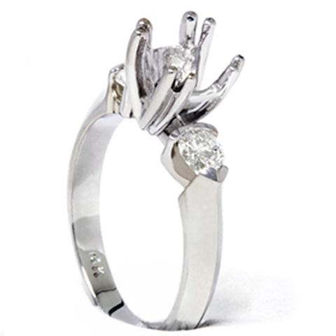 Pear Shape Diamond Engagement Mount Ring Setting 14K White Gold