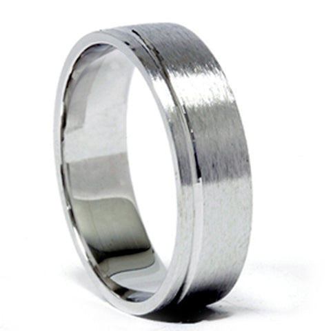 Mens 6mm 14K White Gold Comfort Fit Wedding Band Ring
