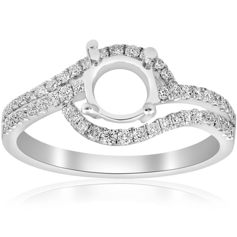 F VS Diamond Engagement Ring Setting 18k Gold Multi Row Semi Mount Fits 6-7mm