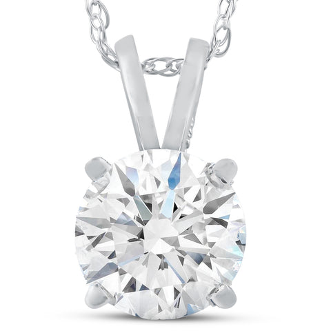 Huge VS 2 Ct Round Moissanite Solitaire Pendant 14k White Gold Womens Necklace