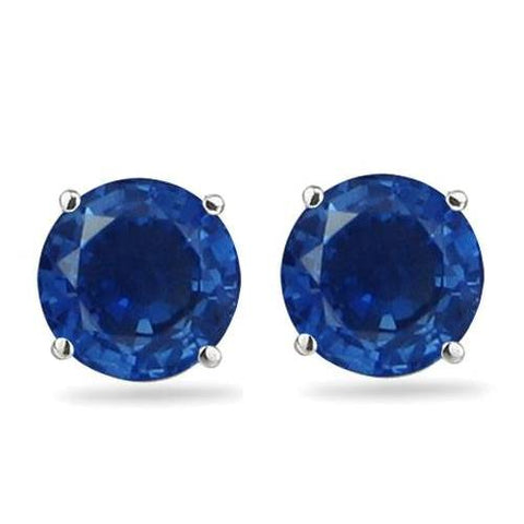 1 1/4ct Blue Sapphire Studs Earrings 14K White Gold