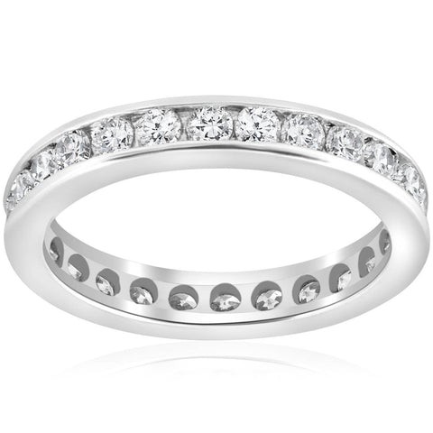 1 1/2ct Channel Set Diamond Eternity Ring 14K White Gold Womens Wedding Band
