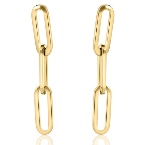 14k Yellow Gold Clip Dangle Women's Earrings 3/4" Tall