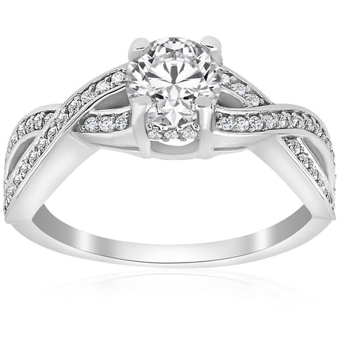 1 ct Diamond Infinity Twist Engagement Ring 1/2ct Center Stone 14K White Gold