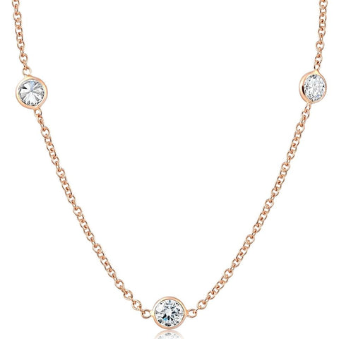 2 Ct Diamonds By The Yard Necklace 14K Rose Gold Lab Grown Diamond