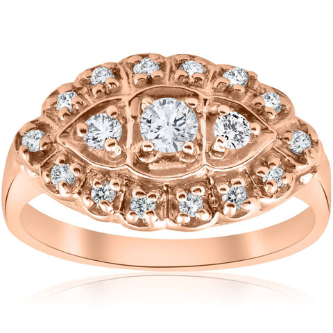 1/2ct Antique Diamond Anniversary Womens Art Deco Jewelry Ring 14K Rose Gold