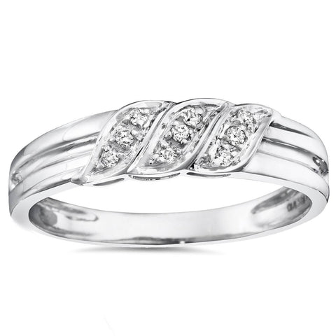 Men's Diamond Wedding Ring 10K White Gold High Polished Band