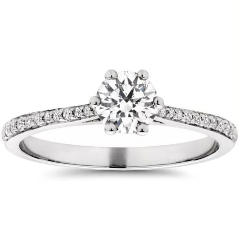 Eco Friendly 5/8ct Lab Created Diamond Engagement Ring 14K White Gold