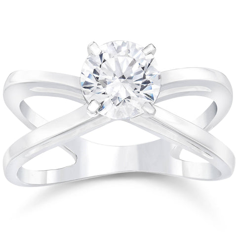 1ct Round Cut Diamond Solitaire Engagement Ring 14k White Gold (F, VS)