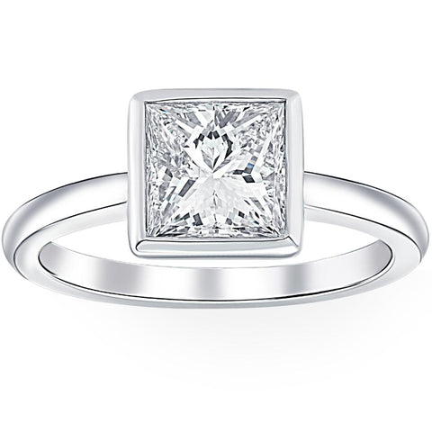 H/VS 2Ct Princess Cut Diamond Solitaire Engagement Ring Lab Grown 14k White Gold