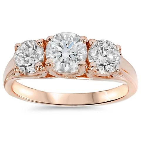 2CTTW Diamond Three-Stone Engagement Ring 14K Rose Gold