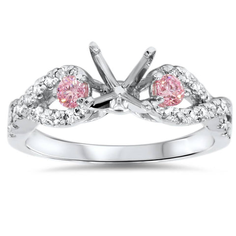 3/8ct Pink Sapphire & Diamond Infinity Ring Setting 14K White Gold