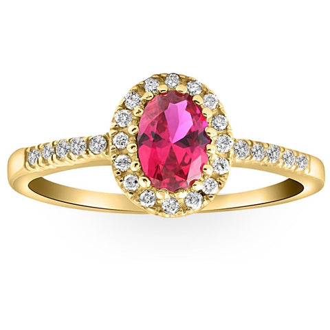 3/4ct Ruby & Diamond Ring 14K Yellow Gold