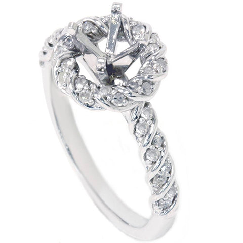 3/8ct Halo Diamond Ring Setting 14K White Gold