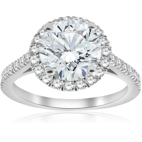 G/SI 2.50ct Diamond Halo Engagement Ring (2ct center) 14k White Gold Enhanced