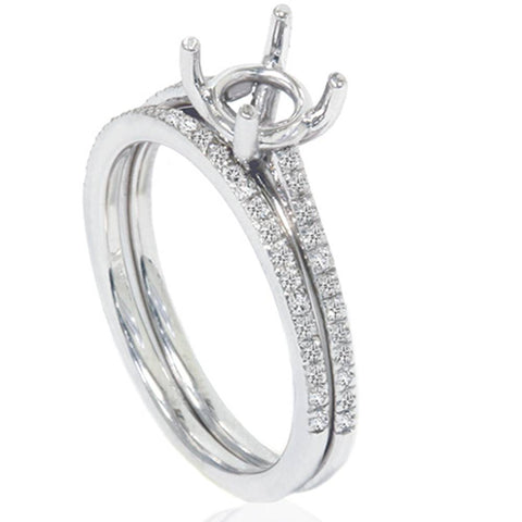 1/5ct Pave Cathedral Diamond Engagement Ring Setting 14K White Gold