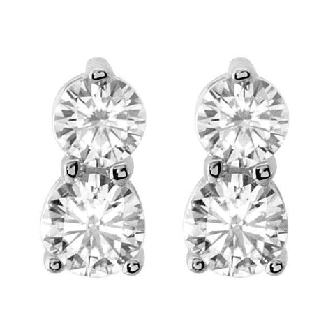1/2Ct Forever Us Two Stone Diamond Studs Women's Earrings 14K White Gold