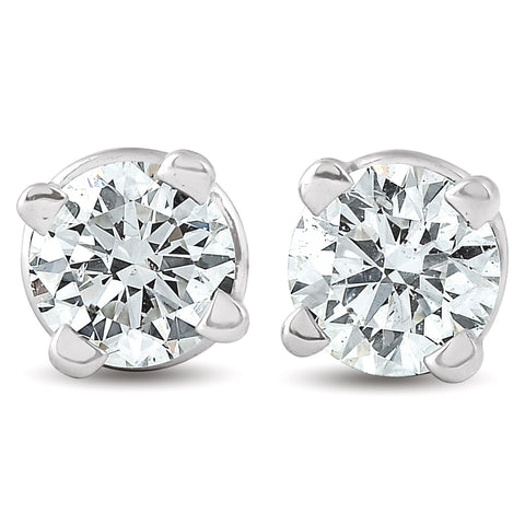 1/4 ct Round Diamond Studs Solitaire Earrings 14K White Gold