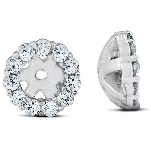 3/8ct Halo Diamond Stud Earring Jackets 14K White Gold (4mm)