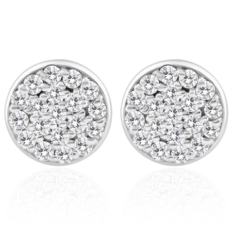 3/8 Ct TW Diamond Pave Studs Women's SI/G Earrings Lab Grown 14k White Gold 8mm