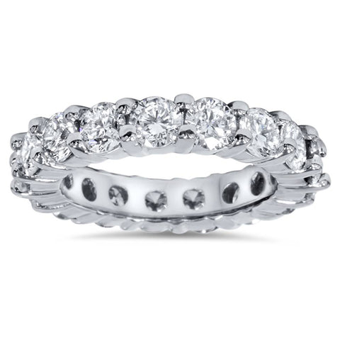 Platinum 4ct TW Round Cut Natural Diamond Eternity Wedding Ring
