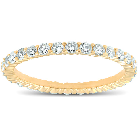 G/VS 1 Ct Lab Grown Diamond Eternity Ring 14k Yellow Gold Stackable Wedding Band
