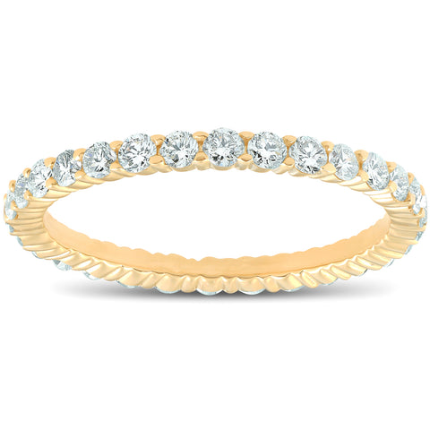 1 ct TW Diamond Eternity Ring Stackable Wedding Band 14K Yellow Gold