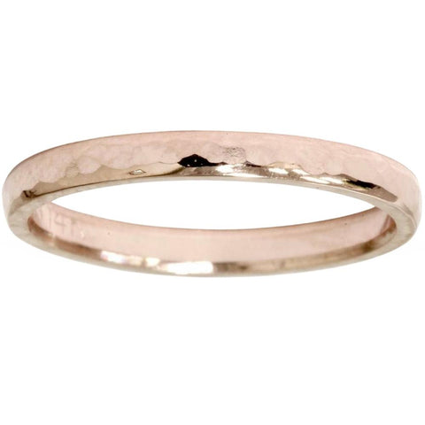 2mm 14K Rose Gold Hammered Stackable Wedding Band