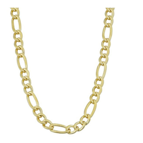 14k Yellow Gold Filled Mens High Polish Solid Figaro Link Necklace