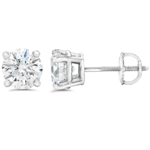 1.50ct Lab Grown Diamond Studs 14k White Gold Screw Backs