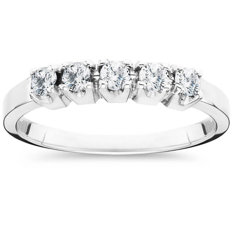 1/4 Ct Five Stone EX3 Lab Grown Diamond Wedding Ring 14k White Gold