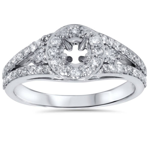 3/4ct Halo Diamond Engagement Ring Setting 14K White Gold