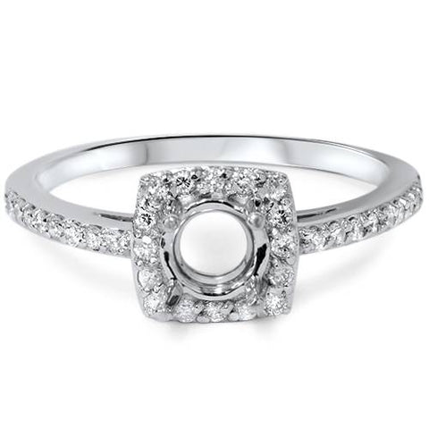 1/3ct Diamond Cushion Halo 14K White Gold Engagement Ring Setting