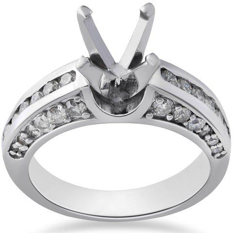 Diamond Engagement Ring Setting 1 Carat 14K White Gold Solitaire Mounting Semi