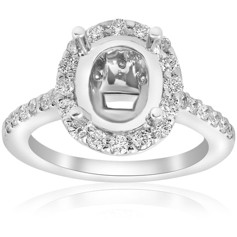 3/4ct Oval Diamond Vintage Engagement Ring Setting Semi Mount 14K White Gold