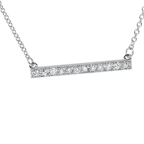 1/2ct Bar Pendant Diamond Necklace in 14K White Gold (Not Enhanced) 1.2" Wide