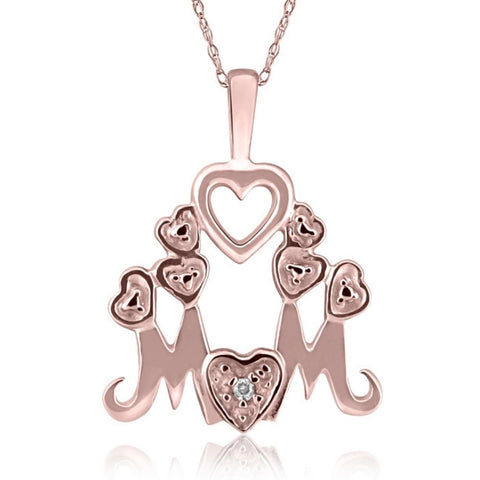 Diamond Mom Pendant Necklace in White, Yellow, or Rose Gold