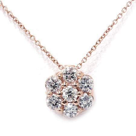 1/2ct Pave Fire Round Real Diamond Solitaire Halo Pendant 14K Rose Gold Neckalce