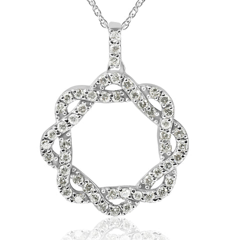 1ct Vintage Diamond Infinity Intertwined Circle Pendant 14K White Gold (I-J,I2-I3)