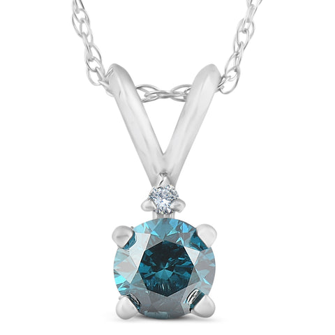 10k White Gold 1/4ct T.W. Blue and White Diamond Necklace