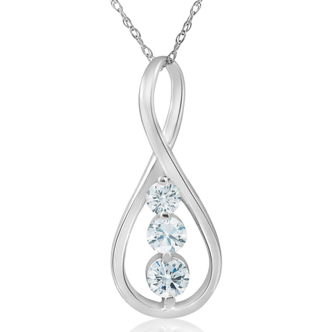 1/2ct 3-Stone Diamond Infinity Pendant 14k White Gold (7/8 inch tall)