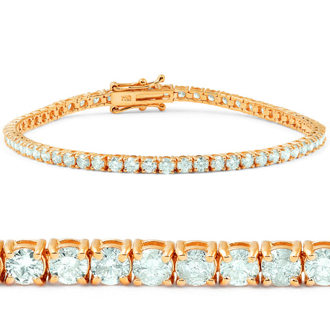 7 1/2 ct Diamond Tennis Bracelet 14K Rose Gold 7"
