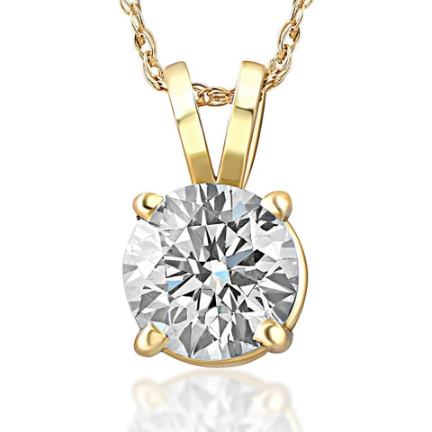 1/4 - 2 Ct T.W. Natural Diamond Solitaire Pendant in 14k White or Yellow Gold