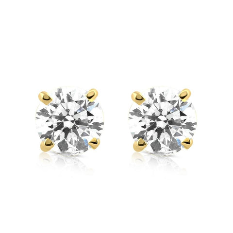 1/5ct Round Genuine Diamond Studs 14K Yellow Gold