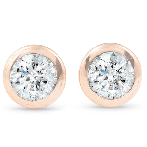 1/3 ctw 14k Rose Gold Diamond Bezel Martini Stud Earrings